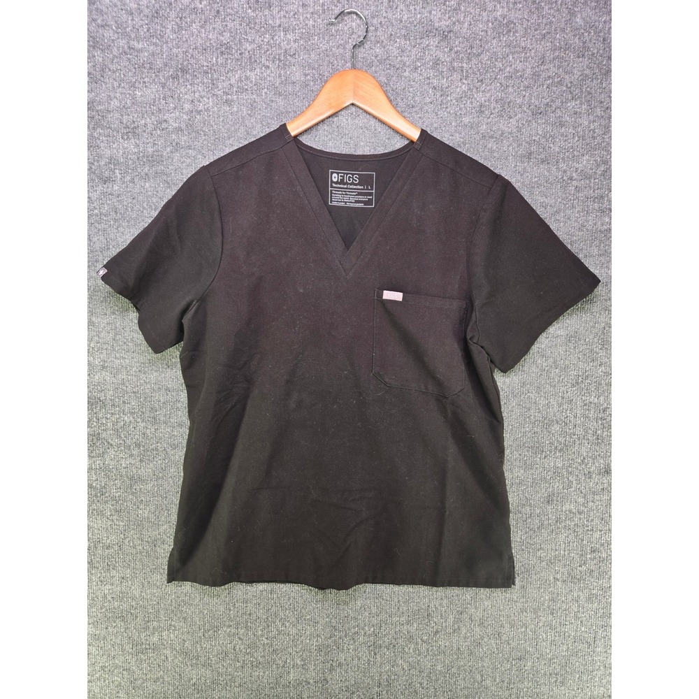 FIGS Technical Collection Women Black V-Neck Scrub Top Style 1000211 Size L